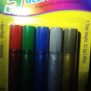 Glitter Glue Set - Red, Green, Blue, Silver, Gold Neon Glitter Glue X4 Two Each